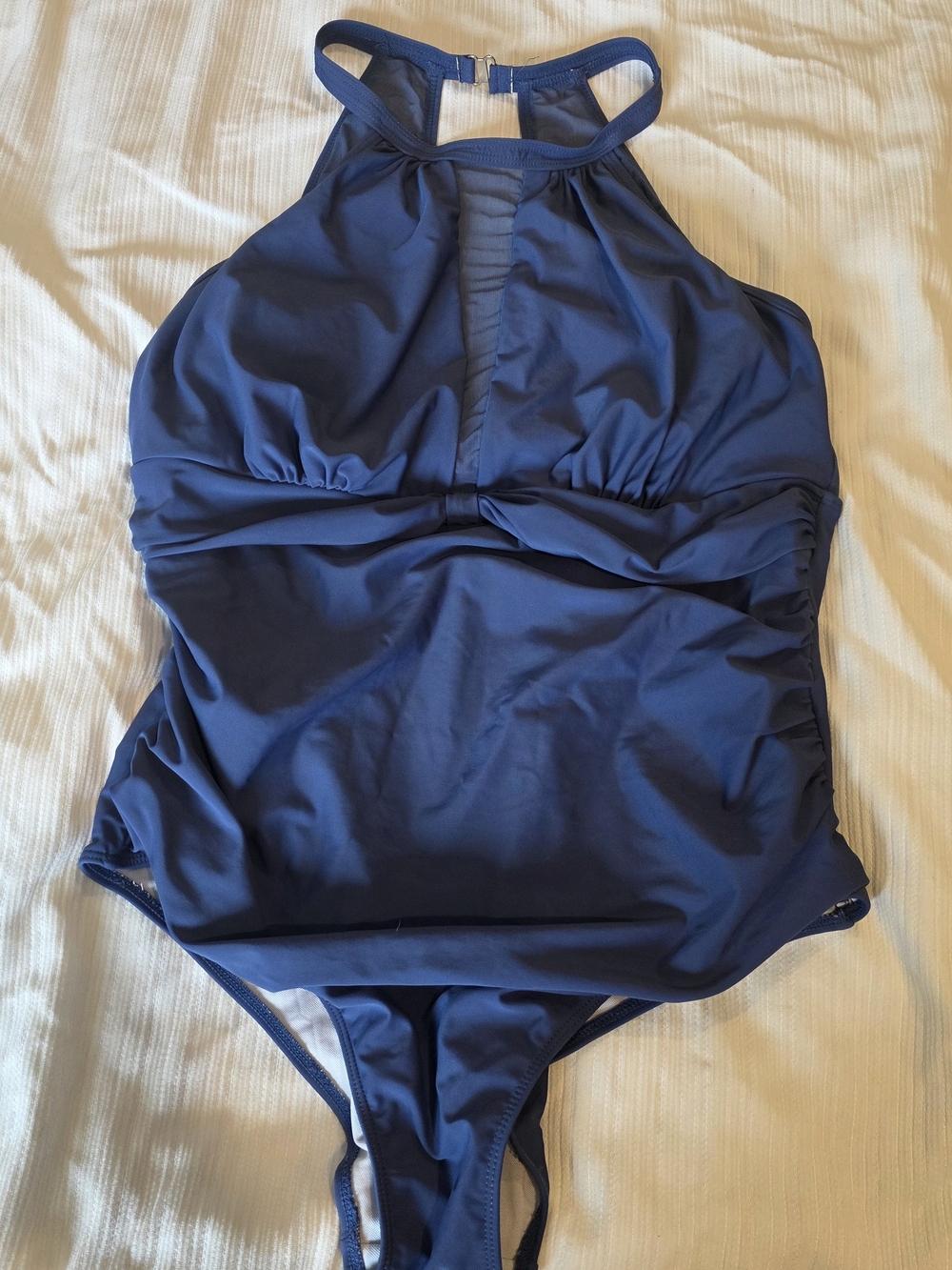 Navy High-Neck One-Piece Swimsuit